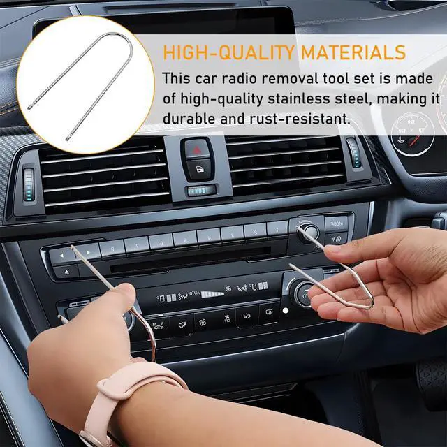 Alt view image 3 of 6 - Norkmdi 4PCS Car Radio Removal Pry Tool, U-Shaped Stainless Steel Vehicle Stereo Release Tool Kit, Automotive Audio DVD CD Host Disassembly Remover, Universal for Most Vehicles