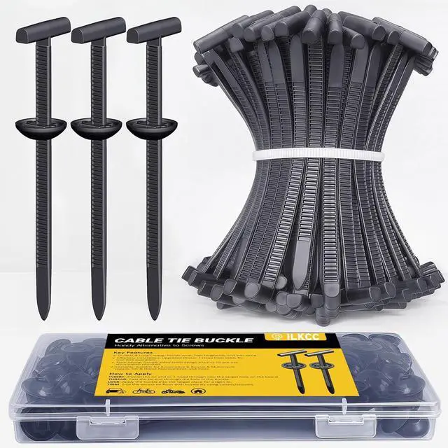 Main image of Nylon Universal Cable Tie Buckles for Car, Heavy Duty T Rivet Zip Ties, Double-Side Self-Locking Automotive Zipper Clips for Fender Trunk Bumper Repair, Home, Garage(30Pcs)