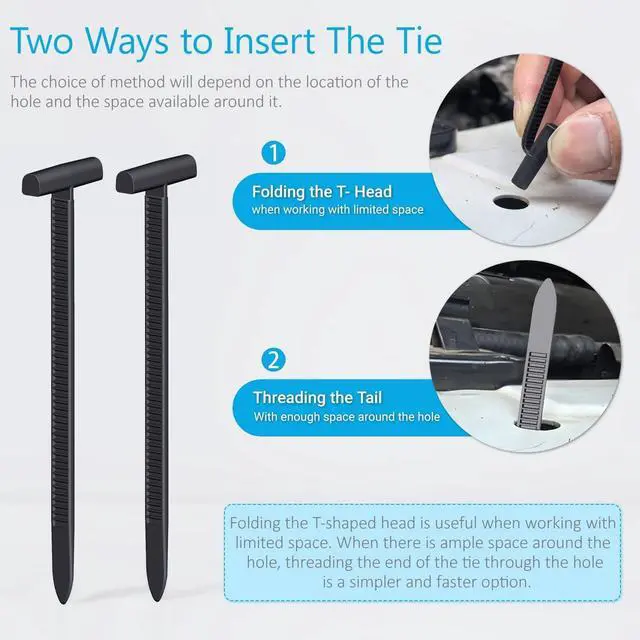 Alt view image 5 of 7 - Nylon Universal Cable Tie Buckles for Car, Heavy Duty T Rivet Zip Ties, Double-Side Self-Locking Automotive Zipper Clips for Fender Trunk Bumper Repair, Home, Garage(30Pcs)