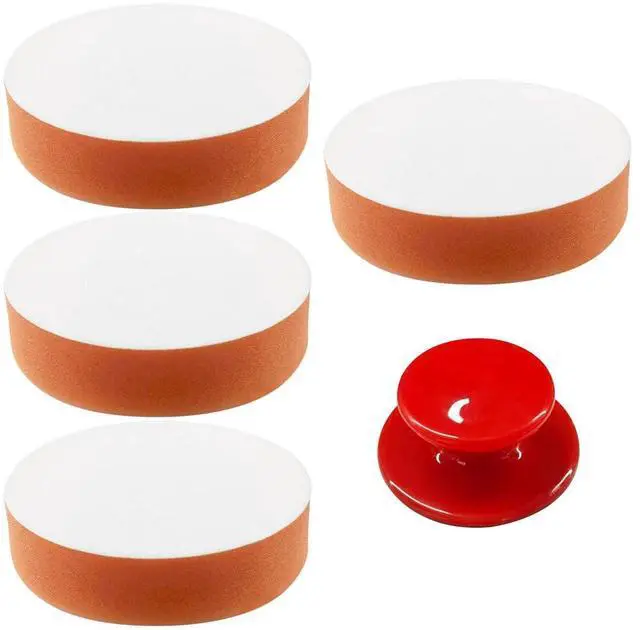 Main image of Deaelf 4PCS Car Detailing Wax Applicator Pads with Handle, 3.85" Round Foam Car Buffing Polishing Pad, Multifunctional Vehicle Detailing Cleaning Supplies for Most Cars (Red)
