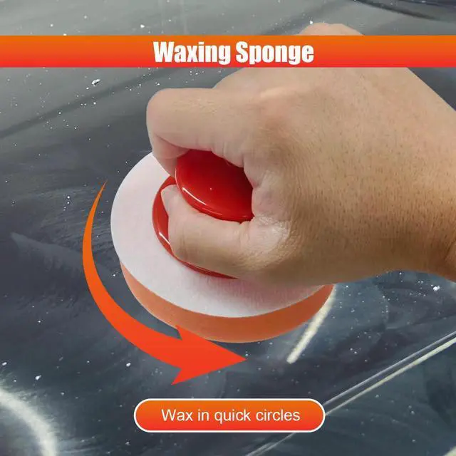 Alt view image 3 of 6 - Deaelf 4PCS Car Detailing Wax Applicator Pads with Handle, 3.85" Round Foam Car Buffing Polishing Pad, Multifunctional Vehicle Detailing Cleaning Supplies for Most Cars (Red)
