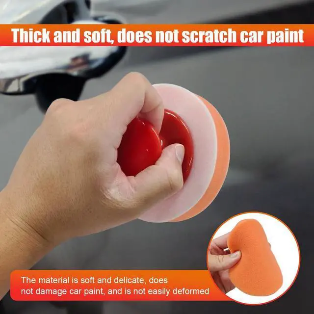 Alt view image 4 of 6 - Deaelf 4PCS Car Detailing Wax Applicator Pads with Handle, 3.85" Round Foam Car Buffing Polishing Pad, Multifunctional Vehicle Detailing Cleaning Supplies for Most Cars (Red)