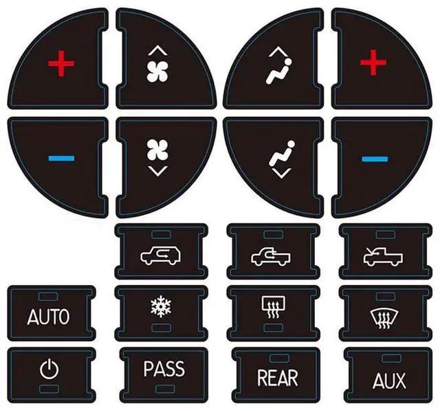 Main image of PAWACA AC Dash Accents Button Sticker Repair Kit for Fixing Ruined Faded A/C Control Buttons - Decal Replacement Fits Select 07-15 GM Vehicles - Car SUV AccessoriesSuburban, Chevy Tahoe...(2 PCs)