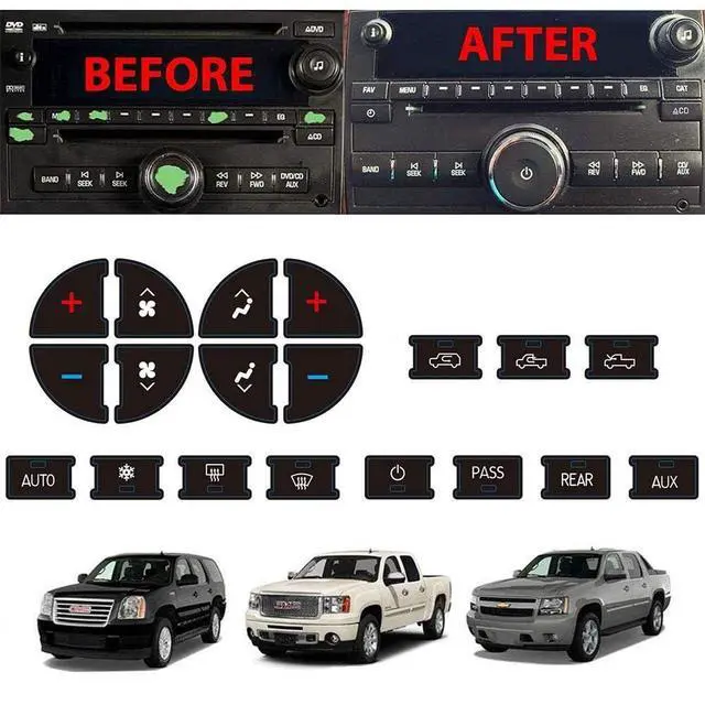 Alt view image 3 of 7 - PAWACA AC Dash Accents Button Sticker Repair Kit for Fixing Ruined Faded A/C Control Buttons - Decal Replacement Fits Select 07-15 GM Vehicles - Car SUV AccessoriesSuburban, Chevy Tahoe...(2 PCs)