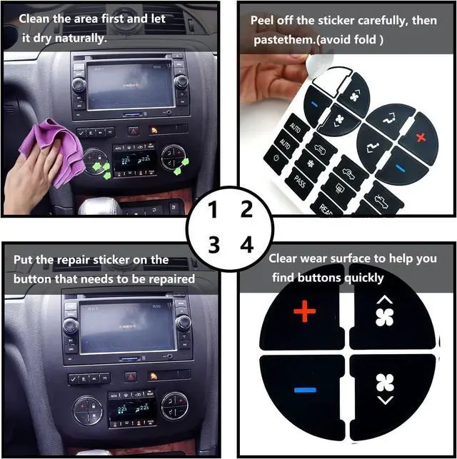 Alt view image 7 of 7 - PAWACA AC Dash Accents Button Sticker Repair Kit for Fixing Ruined Faded A/C Control Buttons - Decal Replacement Fits Select 07-15 GM Vehicles - Car SUV AccessoriesSuburban, Chevy Tahoe...(2 PCs)