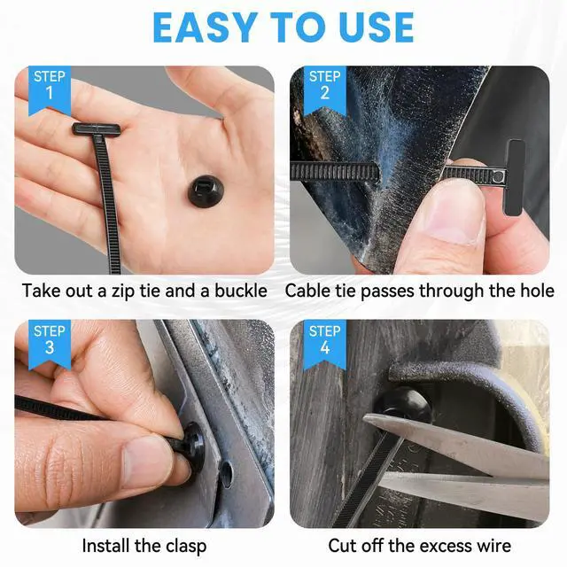 Alt view image 5 of 6 - 25 Pcs Nylon Universal Cable Tie Buckle - New Multifunctional Nylon Zip Ties With Pin & Button Design Plastic Cable Ties Tool Fasteners Car Body UV Resistant Zipties for Car Daily Repair