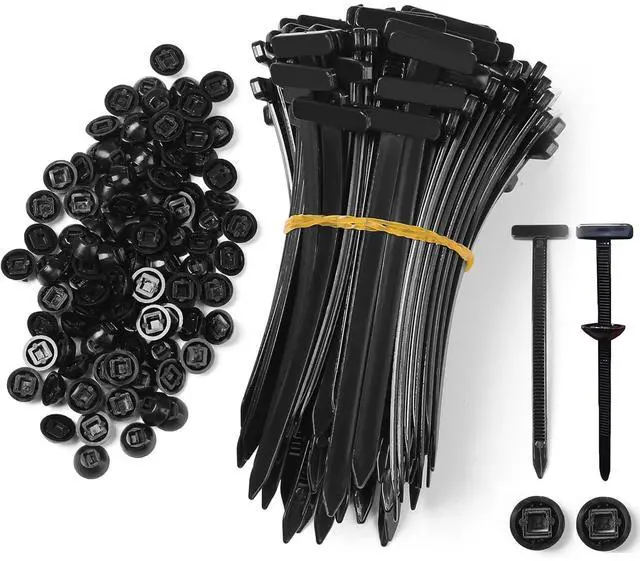 Main image of 100 PCS Nylon Universal Cable Tie Buckle, Heavy Duty Self-Locking Nylon Zip Ties Holder, With Pin & Button Design Plastic Cable Ties Tool Fasteners Car Body Zipties for Car Daily Repair (100)