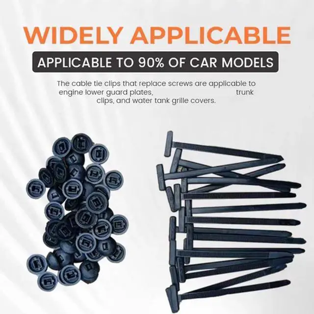 Alt view image 4 of 7 - 100 PCS Nylon Universal Cable Tie Buckle, Heavy Duty Self-Locking Nylon Zip Ties Holder, With Pin & Button Design Plastic Cable Ties Tool Fasteners Car Body Zipties for Car Daily Repair (100)