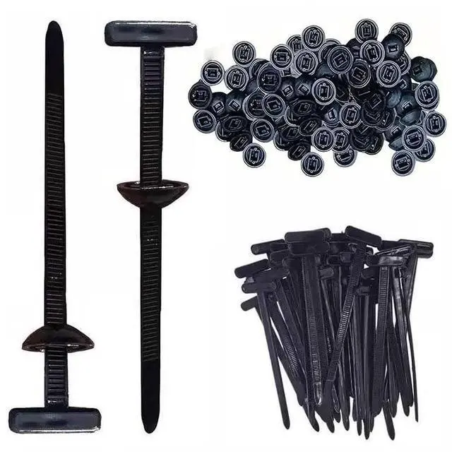 Main image of 100 Pcs Nylon Universal Cable Ties | Self-Locking Zip Ties with Pin & Button | UV Resistant, Heavy Duty | for Car Repair, Bumper Clips, Daily Fastening