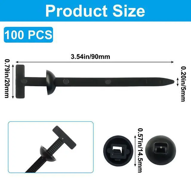 Alt view image 3 of 5 - 100 PCS Nylon Universal Cable Tie Buckle | Self-Locking Zip Ties, Plastic Rivet Grip, UV-Resistant Fasteners, For Car Daily Repair