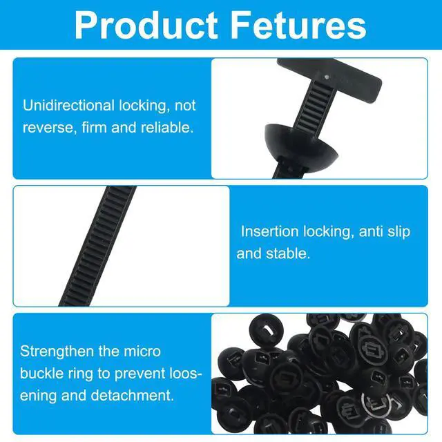Alt view image 4 of 5 - 100 PCS Nylon Universal Cable Tie Buckle | Self-Locking Zip Ties, Plastic Rivet Grip, UV-Resistant Fasteners, For Car Daily Repair
