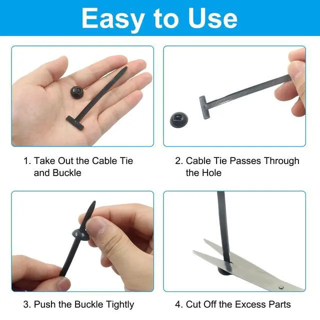 Alt view image 5 of 5 - 100 PCS Nylon Universal Cable Tie Buckle | Self-Locking Zip Ties, Plastic Rivet Grip, UV-Resistant Fasteners, For Car Daily Repair