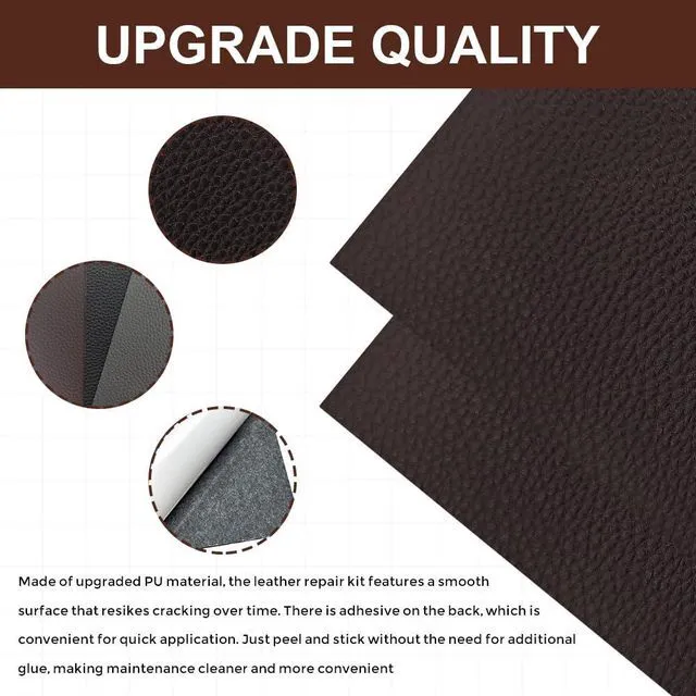 Alt view image 3 of 7 - HABNVUON 2PCS Leather Repair Patch Tape, Vinyl Patch, 4 x 8 Inches PU Vinyl Repair Patches for Car Upholstery Seat, Self Adhesive Leather Repair Patches for Furniture, Couch, Sofa, Car Seats (Brown)