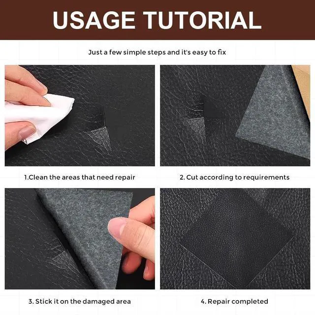 Alt view image 6 of 7 - HABNVUON 2PCS Leather Repair Patch Tape, Vinyl Patch, 4 x 8 Inches PU Vinyl Repair Patches for Car Upholstery Seat, Self Adhesive Leather Repair Patches for Furniture, Couch, Sofa, Car Seats (Brown)