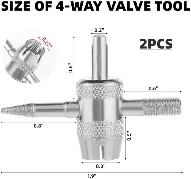 Alt view image 2 of 7 - 2 Pcs 4-Way Valve Core Tool Tire Valve Tools 4-in-1 Tyre Valve Removal Tool Tire Valve Stem Tool Valve Core Removal Tool Valve Stem Puller Valve Stem Removal Tool for Bicycle Bike Automobile Car