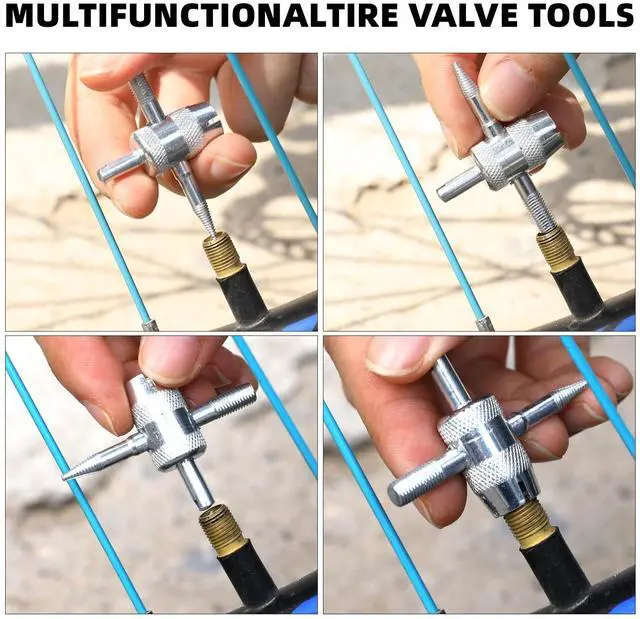 Alt view image 4 of 7 - 2 Pcs 4-Way Valve Core Tool Tire Valve Tools 4-in-1 Tyre Valve Removal Tool Tire Valve Stem Tool Valve Core Removal Tool Valve Stem Puller Valve Stem Removal Tool for Bicycle Bike Automobile Car