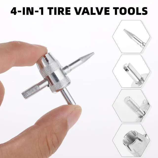 Alt view image 5 of 7 - 2 Pcs 4-Way Valve Core Tool Tire Valve Tools 4-in-1 Tyre Valve Removal Tool Tire Valve Stem Tool Valve Core Removal Tool Valve Stem Puller Valve Stem Removal Tool for Bicycle Bike Automobile Car