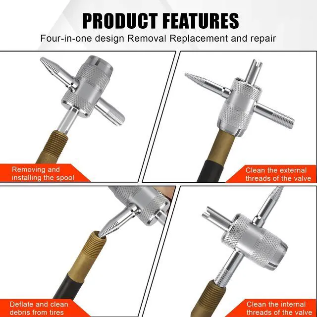 Alt view image 5 of 7 - HIAHXC 4-Way Valve Core Tools,4-in-1 Tire Valve Tool Stem Core Remover,Multifunctional Valve Stem Removal Tool Tire Repair Tool for Bicycle, Bike, Car, Automobile (2PCS)