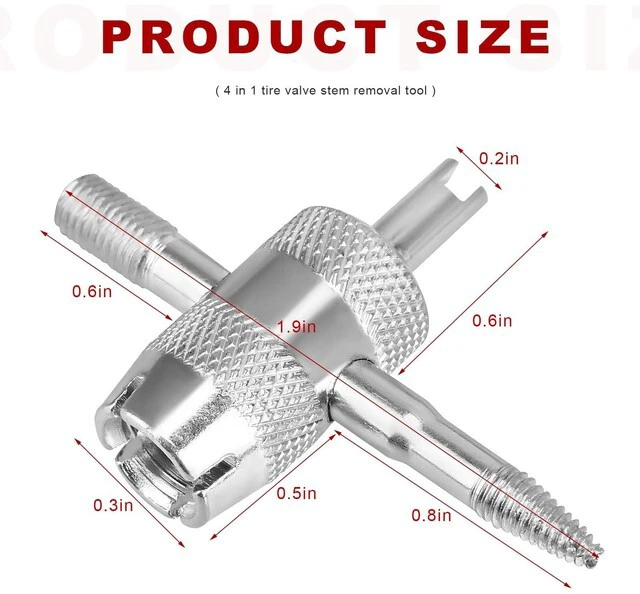 Alt view image 2 of 6 - Walker 4-Way Tire Valve Tool, 4-in-1 Tire Stem Core Wrench Installation Tool, Multifunctional Tyre Valve Remover Repair Tools for Automobile Motorcycle Bicycle, Car Accessories