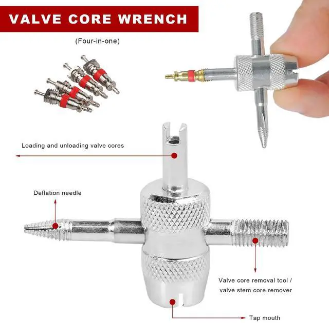 Alt view image 3 of 6 - Walker 4-Way Tire Valve Tool, 4-in-1 Tire Stem Core Wrench Installation Tool, Multifunctional Tyre Valve Remover Repair Tools for Automobile Motorcycle Bicycle, Car Accessories