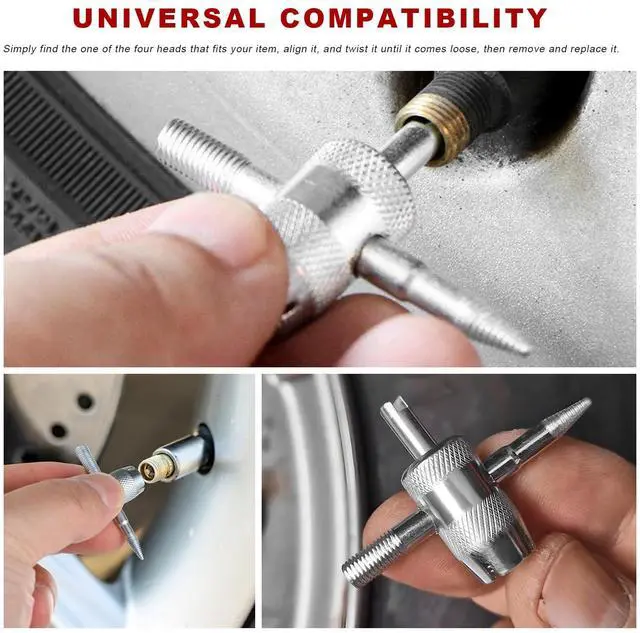 Alt view image 5 of 6 - Walker 4-Way Tire Valve Tool, 4-in-1 Tire Stem Core Wrench Installation Tool, Multifunctional Tyre Valve Remover Repair Tools for Automobile Motorcycle Bicycle, Car Accessories