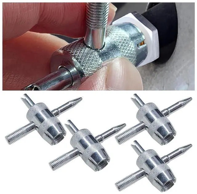 Main image of YoRise 4-Way Car Tire Valve Core Removal Tool, Multifunctional 4-in-1 Automotive Valve Stem Puller, Universal Vehicle Tire Stem Repair Wrench for Car, Bike, Bicycle, Automobile(4PCS)