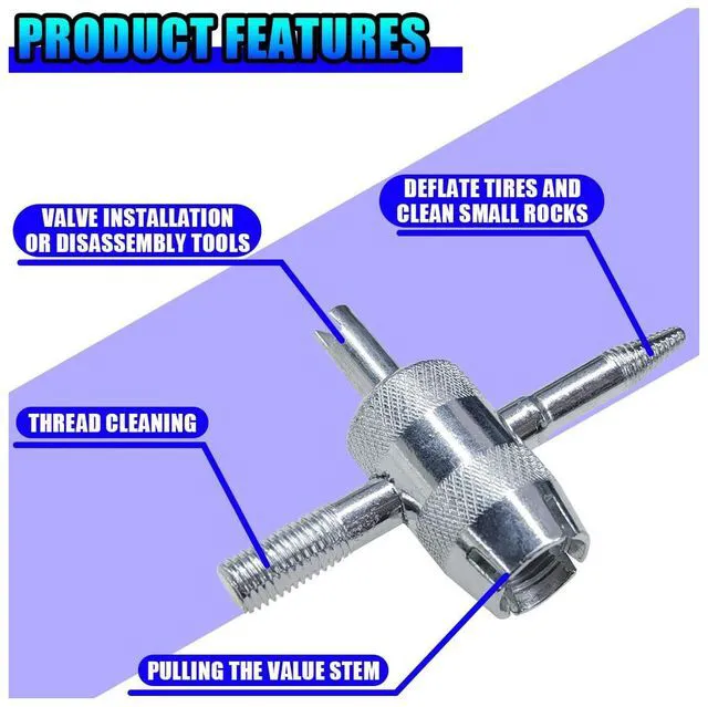 Alt view image 4 of 6 - YoRise 4-Way Car Tire Valve Core Removal Tool, Multifunctional 4-in-1 Automotive Valve Stem Puller, Universal Vehicle Tire Stem Repair Wrench for Car, Bike, Bicycle, Automobile(4PCS)
