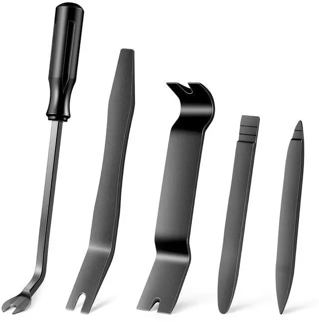 Main image of Qurbuns 5 PCS Auto Trim Removal Tool Kit, Auto Plastic Clip Removal Pry Tool for Dash, Door Panel, Push Pin Puller Body Repair Tools, Universal for Audio Radio Dismantle (Black)