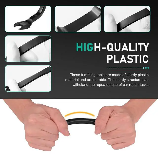 Alt view image 3 of 6 - Qurbuns 5 PCS Auto Trim Removal Tool Kit, Auto Plastic Clip Removal Pry Tool for Dash, Door Panel, Push Pin Puller Body Repair Tools, Universal for Audio Radio Dismantle (Black)
