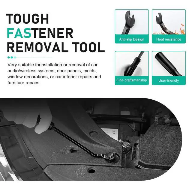 Alt view image 5 of 6 - Qurbuns 5 PCS Auto Trim Removal Tool Kit, Auto Plastic Clip Removal Pry Tool for Dash, Door Panel, Push Pin Puller Body Repair Tools, Universal for Audio Radio Dismantle (Black)