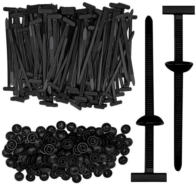 Main image of Nylon Universal Cable Tie Buckle, Heavy Duty Zip Ties (with Pin & Button), UV Resistant Black Zipties for Car Daily Repair (100)