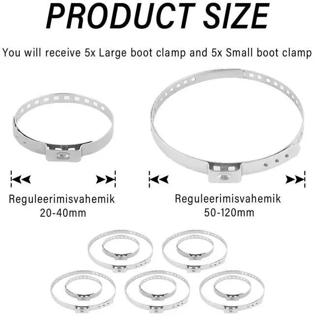Alt view image 2 of 7 - 10PCS CV Boot Clamps Kit,Stainless Steel CV Axle Boot Clamp Tool,Adjustable CV Boot Banding Tool for Car Accessories Replacement