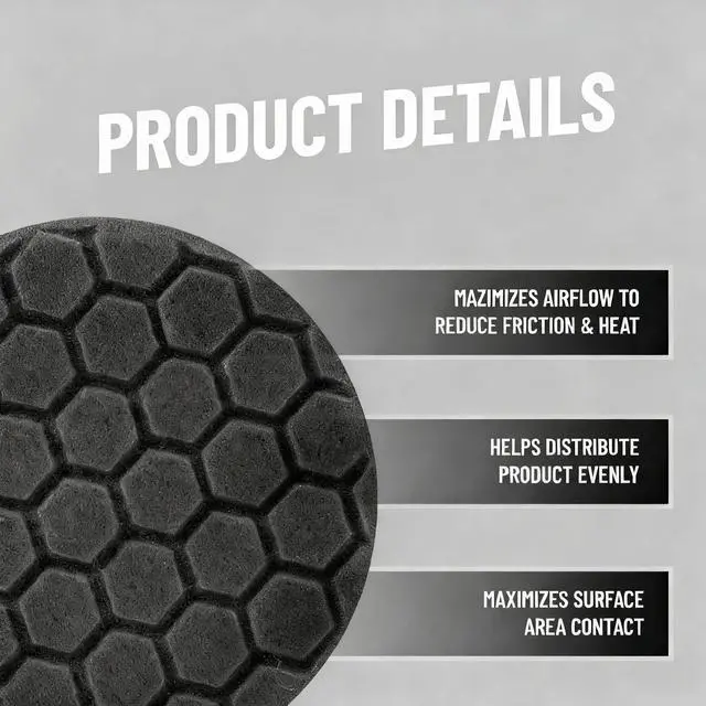 Alt view image 2 of 4 - Polishing Pads, Buffing Pads | Medium-Heavy Car Detailing Kit, Reusable High-Density Sponge Pads for Car Polisher, Auto Detailing Supplies (Black, 5IN)