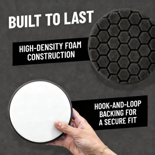 Alt view image 3 of 4 - Polishing Pads, Buffing Pads | Medium-Heavy Car Detailing Kit, Reusable High-Density Sponge Pads for Car Polisher, Auto Detailing Supplies (Black, 5IN)