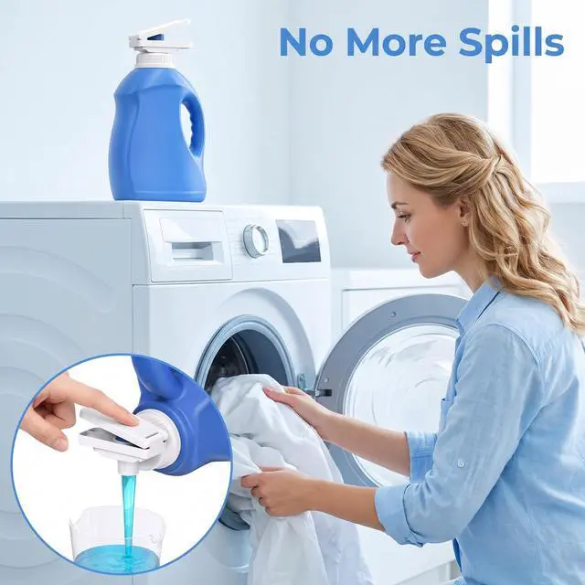 Alt view image 6 of 7 - Lnidpd 2 Pcs Laundry Detergent Dispenser Nozzle Switch Holder Spout Opener | Easy Press Drip Free Labor Saving Liquid Soap Softener Detergent Holder, for Laundry Room Organization Storage, Large Bottl