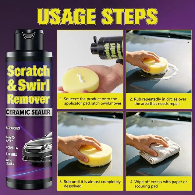 Alt view image 4 of 7 - Upgraded Car Scratch Remover Kit, Scratch Remover Wax for Vehicles, Universal Car Paint Scratch Repair, Polishing Rubbing Compound Paint Restorer, 9.2 fl.oz