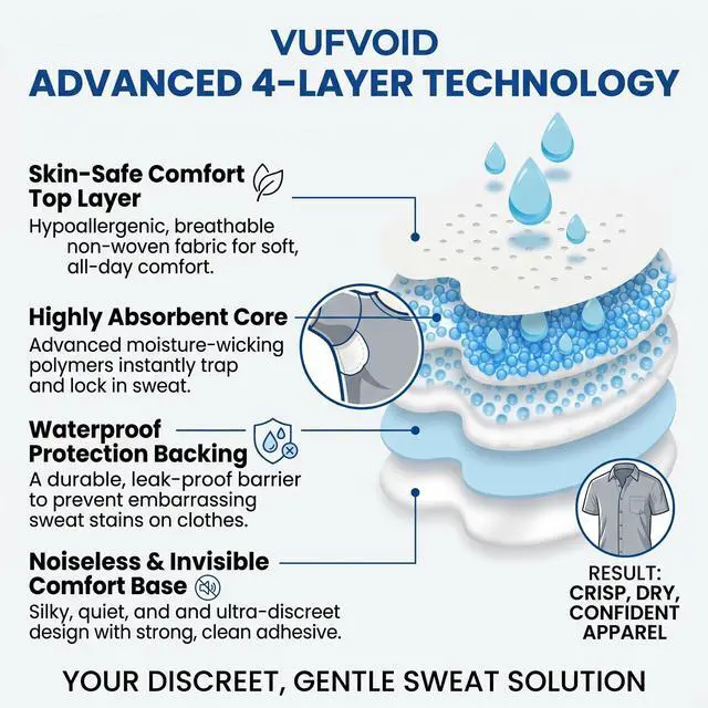 Alt view image 3 of 7 - Underarm Sweat Pads -50 Invisible Armpit Guards,All-Day Freshness | Hypallergenic & Ultra-Absorbent Liners for Men & Women - Discreet Protection for Office, Travel & Summer Apparel