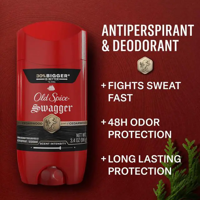 Alt view image 2 of 7 - Antiperspirant Deodorant for Men, 24/7 Sweat & Odor Protection, 24/7 Lasting Freshness, Invisible Solid, Swagger with Cedarwood Scent, 3.4 oz