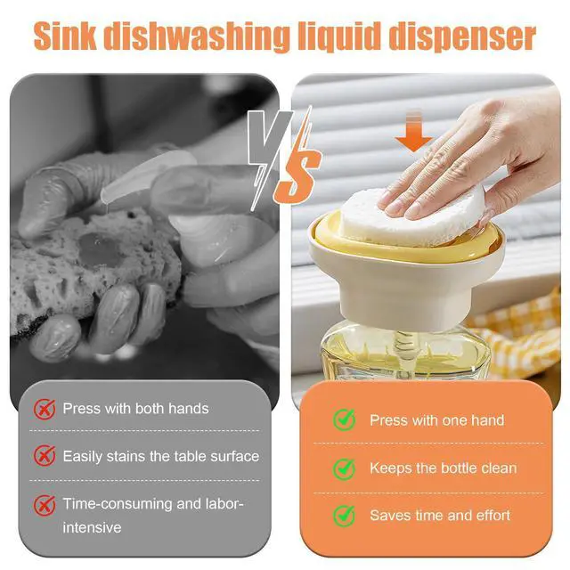 Alt view image 3 of 7 - Detergent Presser, Laundry Detergent Dispenser One-Handed Press with Measured Dispensing, Fast-Dry Drip-Free Design, Universal for 99%+ Dish Soaps, For Kitchen Sink Countertop/Laundry Room