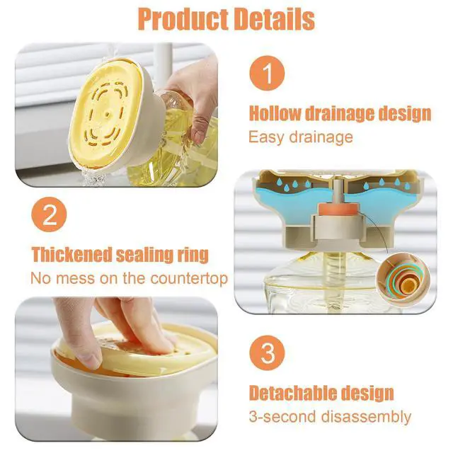 Alt view image 4 of 7 - Detergent Presser, Laundry Detergent Dispenser One-Handed Press with Measured Dispensing, Fast-Dry Drip-Free Design, Universal for 99%+ Dish Soaps, For Kitchen Sink Countertop/Laundry Room