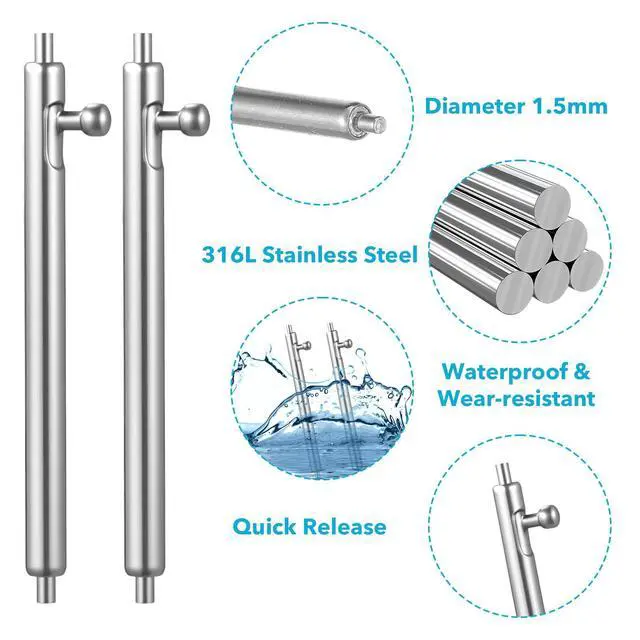 Alt view image 3 of 7 - 30 Pcs Stainless Steel Watch Replacement Band Pins Quick Release Spring Bars Watch Pins Strap Link Pin for Quick Release Watchbands (20, 22, 24 mm)