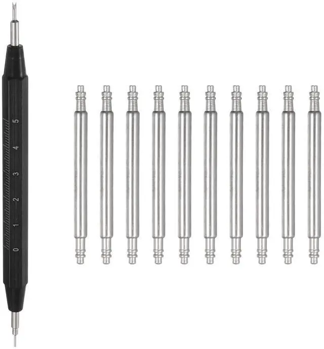 Main image of 10pcs Quick Release Spring Bar Kit 18mm Width 1.8mm Diameter Watch Pins Replacement Band Strap Link Pins Watch Lugs with Removal Tool for Watchband