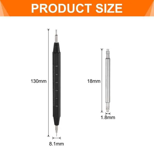 Alt view image 2 of 7 - 10pcs Quick Release Spring Bar Kit 18mm Width 1.8mm Diameter Watch Pins Replacement Band Strap Link Pins Watch Lugs with Removal Tool for Watchband