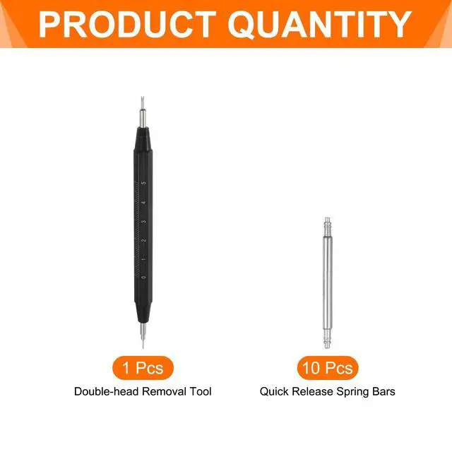 Alt view image 3 of 7 - 10pcs Quick Release Spring Bar Kit 18mm Width 1.8mm Diameter Watch Pins Replacement Band Strap Link Pins Watch Lugs with Removal Tool for Watchband