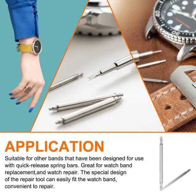 Alt view image 7 of 7 - 10pcs Quick Release Spring Bar Kit 18mm Width 1.8mm Diameter Watch Pins Replacement Band Strap Link Pins Watch Lugs with Removal Tool for Watchband