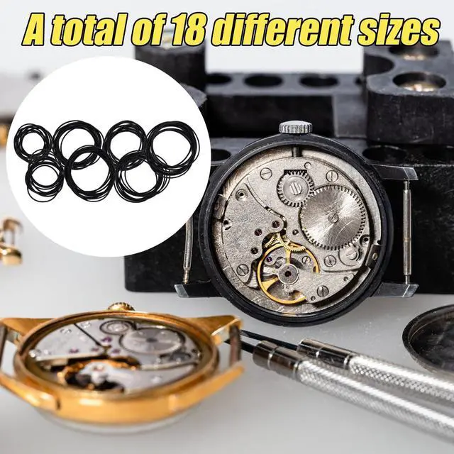 Alt view image 3 of 7 - 200pcs O-Ring Watch Gasket Kit, 18 Sizes 0.5/0.6mm (16-30mm) Specifications Rubber Watch Back Gaskets Back Cover Sealing Rings for Timepieces Repair & Replacement