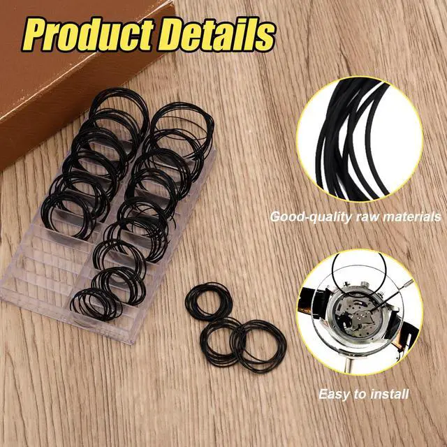 Alt view image 4 of 7 - 200pcs O-Ring Watch Gasket Kit, 18 Sizes 0.5/0.6mm (16-30mm) Specifications Rubber Watch Back Gaskets Back Cover Sealing Rings for Timepieces Repair & Replacement