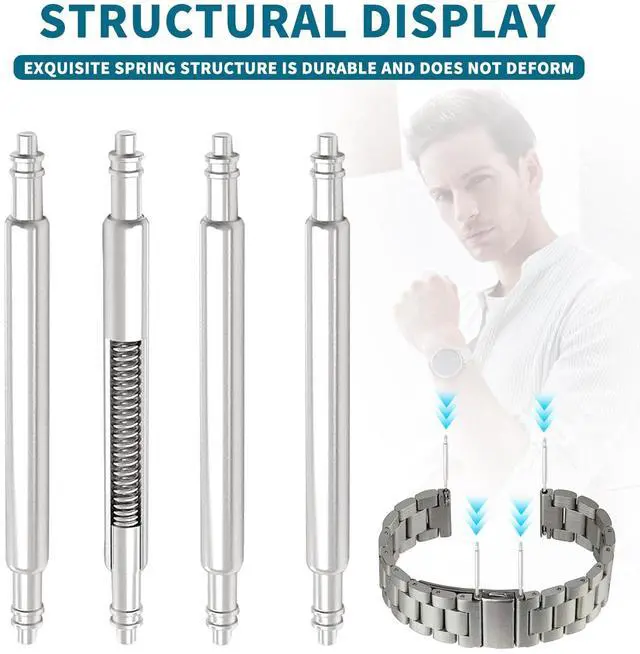 Alt view image 4 of 6 - 4pcs Watch Band Link Pin, Spring Bar Pins, Watch Pins 1.8mm Diameter ,Pins for 22mm Watch Band, with Spring Bar Removal Tool (22mm)