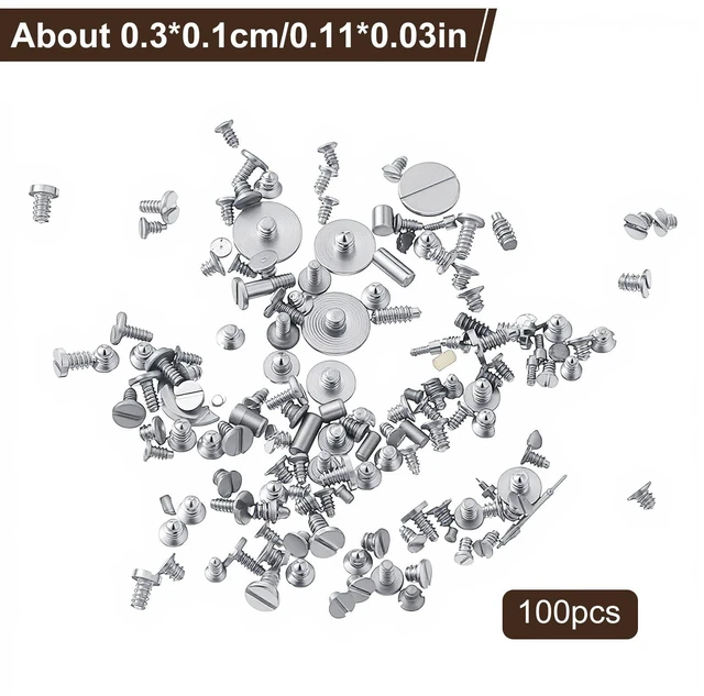 Alt view image 2 of 7 - Watch Screws, 100 Pcs Silver Replacement Watches Battery Clamp Screws for Watch Repair, Precision Small Screw for Watchmakers & DIY Watches Battery Replacement