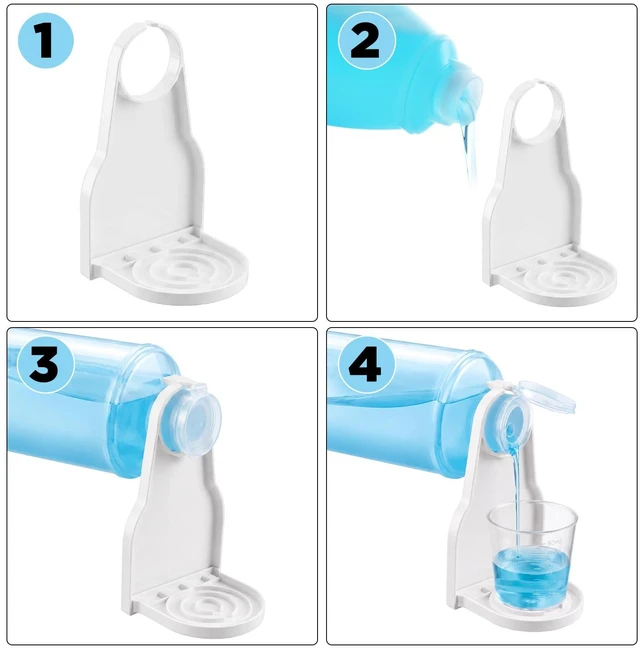 Alt view image 3 of 7 - 2 Pack Laundry Detergent Dispenser Cup Holder Drip Catcher | Organizer Firmly Holds on Bottle Spouts for No More Leaks or Mess in Laundry Room Organization